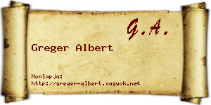 Greger Albert névjegykártya